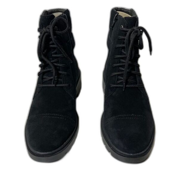 CLARKS Calla Dance Lace-Up Buckled Boots - Women's Size 7.5W - Black Suede - Picture 2 of 7